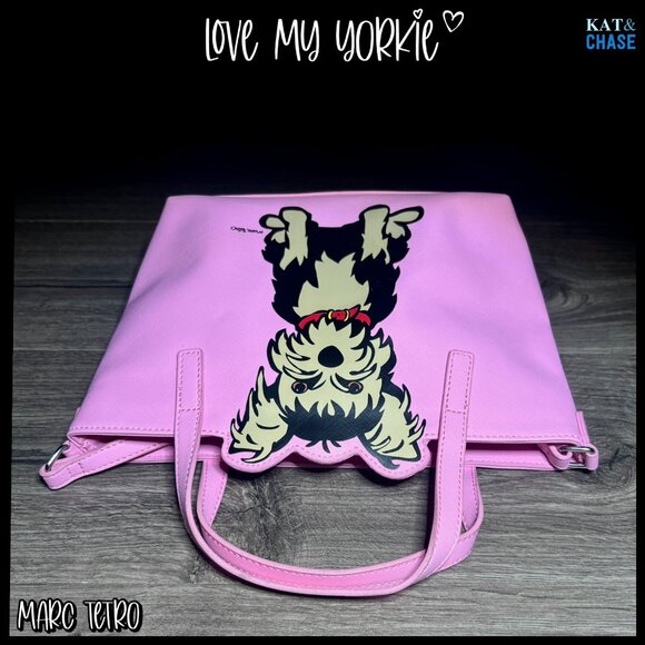 Marc Tetro Yorkie 100% Vegan Handbag Crossbody Small Tote Pink NWOT - Picture 10 of 11